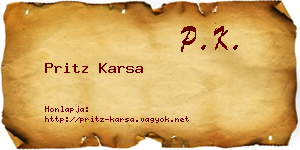 Pritz Karsa névjegykártya